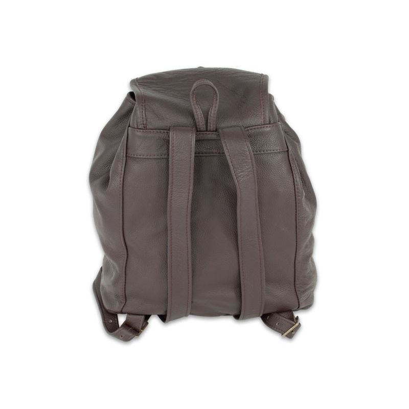 Mochila de cuero 1 bolsillo - marrón oscuro