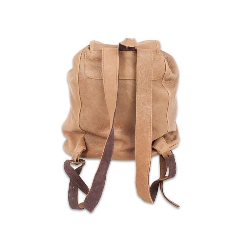 Mochila de cuero 1 bolsillo - marron vintage