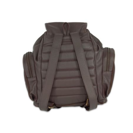 Mochila de piel 3 bolsillos - marrón oscuro