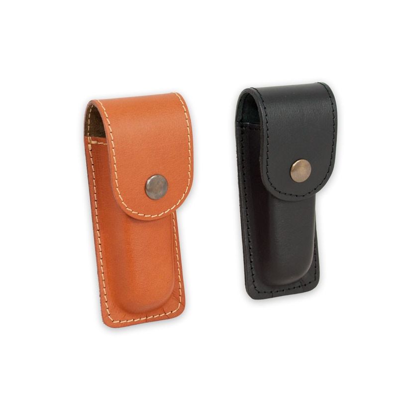 Funda para cuchillo plegable en piel negro o color marrón clarito