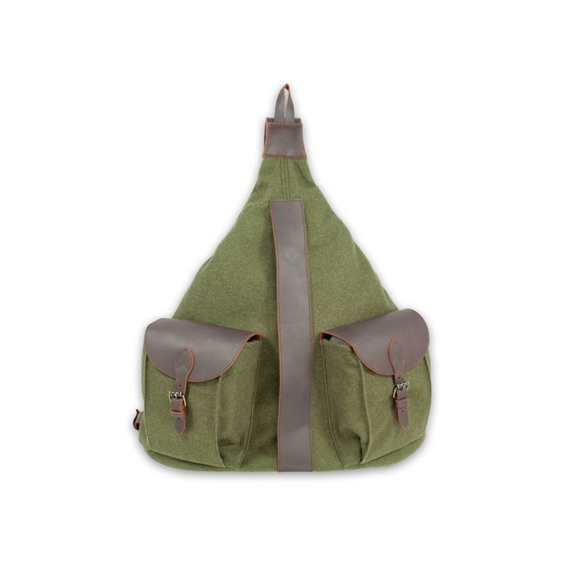 Mochila triangular de lana verde