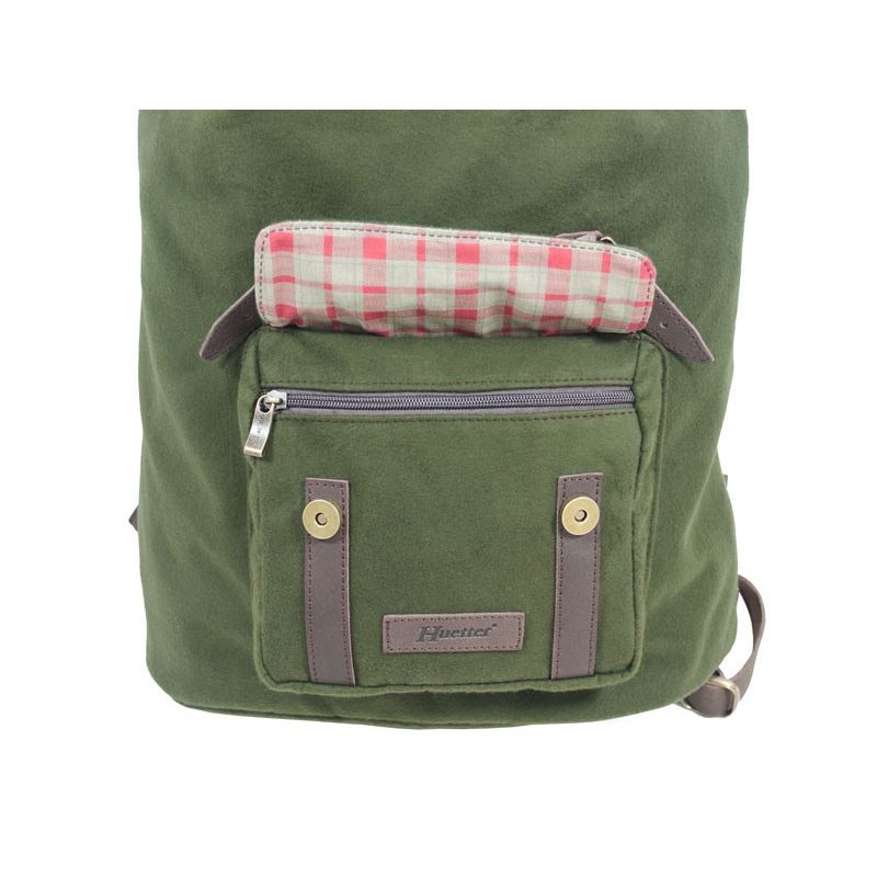 Mochila cubo 1 bolsillo, tela de algodón verde